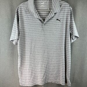 Puma Polo‎ Shirt Mens XL Performance Golf Gray Striped Short Sleeve NWOT